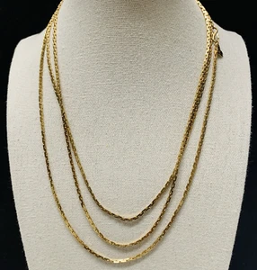 Vintage Vendome Marked RH-A Gold Tone Long Tin Chain Long 54" L end to end shiny - Picture 1 of 11
