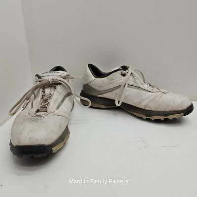 Nike Air Academy Golf Shoes White Leather Spikes 379224-191 Men's US 11 Vintage Foto 1 de 4