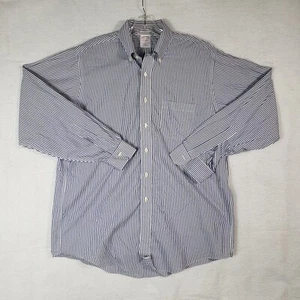 Brooks Brothers Dress Shirt Mens XL XLarge 16.5 Blue Striped Pocket Long Sleeve - Picture 1 of 9
