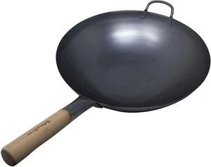 VG® Commercial Grade Authentic Carbon Steel Wok Heavy Duty Wooden Handle 12 inch - Picture 1 of 3