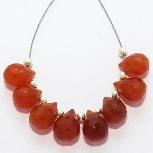 13,65 Karat Natürlicher Karneol Tropfen Perlen Lose Edelstein Schmuck Größe 7x5 mm bis 8x6 mm - Bild 1 von 6