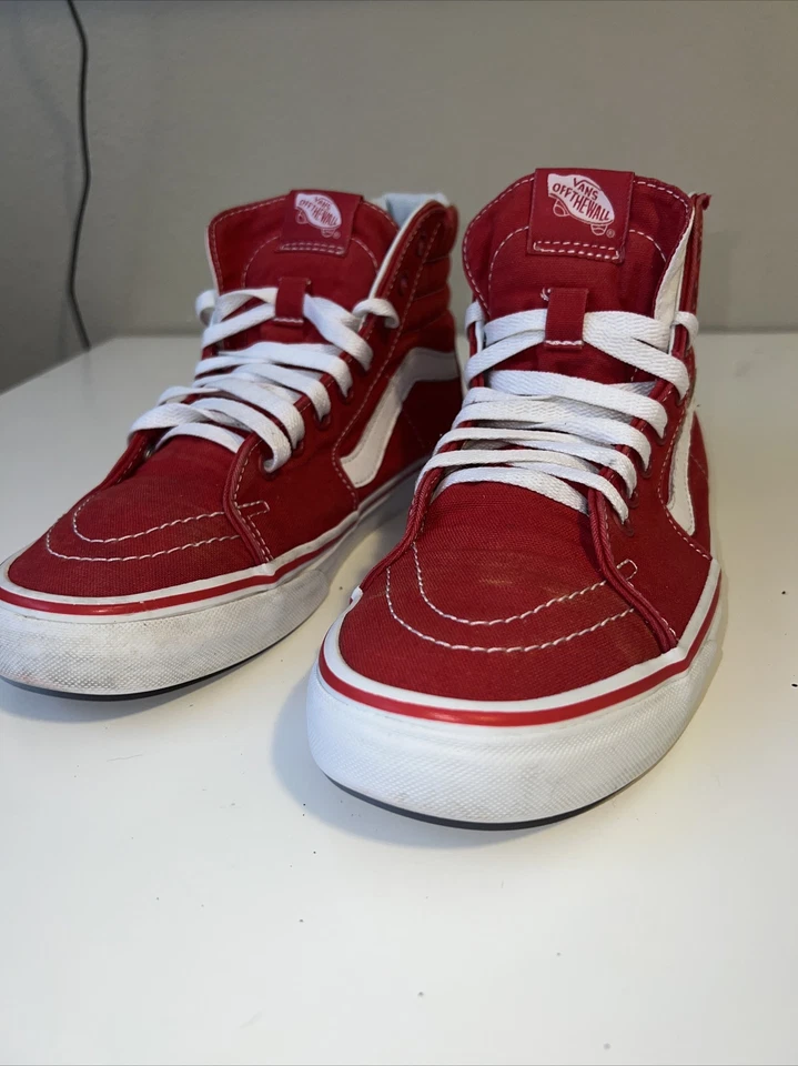 VANS Sk8 Hi Red Canvas Lace Hi Top Skate Shoes  Size Men’s 6.5 Women’s 8 - Image 1 of 4