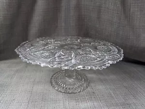VTG Imperial Glass Pedestal Cake Stand Plate Scalloped Footed Glass Starburst - Picture 1 of 11