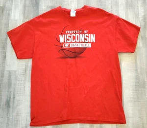 Camiseta XL roja para adultos de la Universidad de Wisconsin baloncesto NCAA Gildan algodón - Imagen 1 de 7