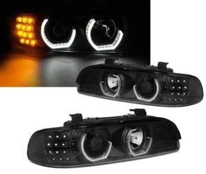 2 SCHEINWERFER FRONTSCHEINWERFER ANGEL EYES LED 3D BMW 5er E39 Phase 1 und 2 von 1995 bis 2003 - Bild 1 von 7