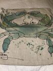 ocean crab pillow cover zippered laura trevey Beige green 17” Beach House Decor