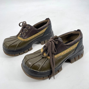 Report Y2K Alpine Chunky Platform Leather Oxford Lace Duck Shoes Womens 8 90's