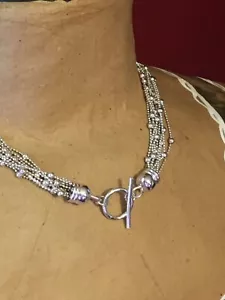 Nachlass Zierliche Sterling Silber Multi Strang Schliff Perlen mit Polierten Kugeln Halsband - Bild 1 von 12