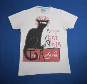 2013 Attaque Du Chat Ninja: A French Ninja Cat Le Chat Noir White Men's Tee M - Picture 1 of 8