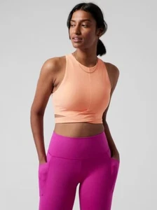 ATHLETA Conscious Cut Out CORAL Crop YOGA Sports Bra D-DD NEW Size Small RT$69 - Picture 1 of 9