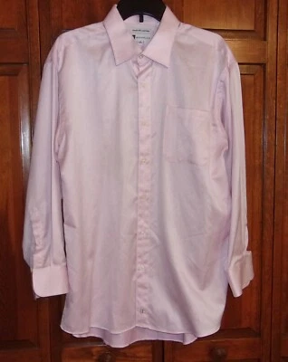 Bachrach Mens Dress Shirt Button Down Superfine 2 Ply Cotton Pink - 17 (32-33) - Image 1 of 4