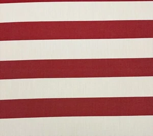 SUNBRELLA CHRONICLE CRIMSON RED IVORY STRIPE OUTDOOR INDOOR FABRIC BY YARD 54"W - Picture 1 of 5
