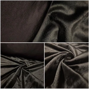 Kurzhaar Kunstfell Dunkelbraun Asch Veloursleder-Imitat Rückseite Deko Stoff - Bild 1 von 7