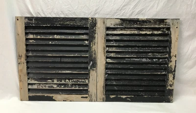 Par pequeño de persianas antiguas con persianas de madera para ventana de casa 19x20 de colección 1276-25B Foto 1 de 4