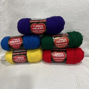 LOTE de 5 madejas de hilo corazón rojo sin tinte 5 colores diferentes - Imagen 1 de 6