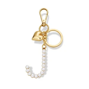 Initial Letter J Keychains For Women Gold Keyrings With Gold Heart And Pearl ... - Picture 1 of 6