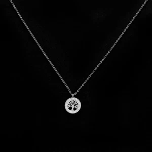 Collar mujer acero inoxidable cadena árbol de la vida colgante plata con pedrería - Imagen 1 de 3