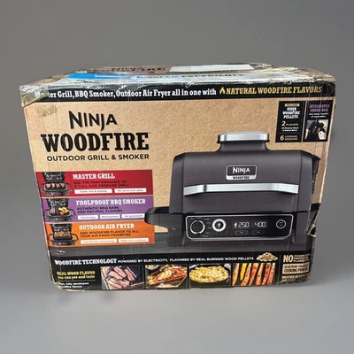 Ninja Woodfire, 3-in-1 Outdoor Grill, BBQ Smoker, Air Fry *DAMAGED BOX* - Image 1 of 4