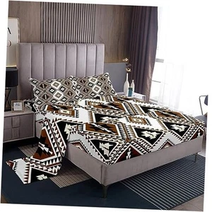 Ethnic Bohemian Bedding Set Western Boho Aztec Bed Sheets Queen Multi 07 - Picture 1 of 6