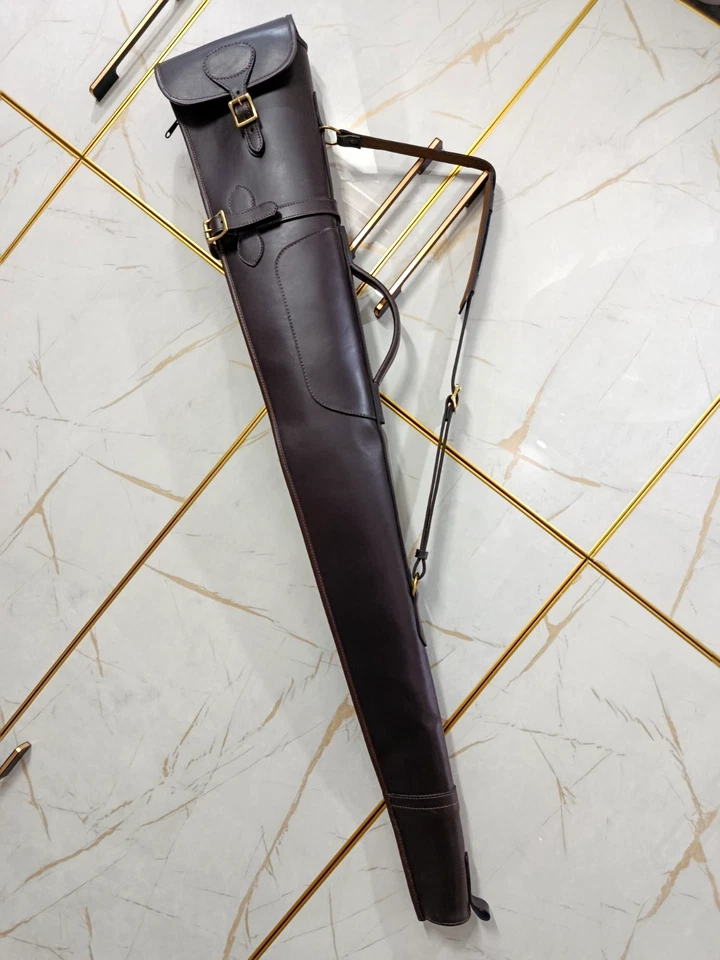 Hunting Shotgun Slip Genuine Case Leather Gun Slip Bag Shooting Padded Carry - Image 1 of 4