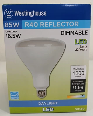 WESTINGHOUSE 16.5W LED DIMMABLE R40 REFLECTOR DAYLIGHT #50140 - Image 1 of 4