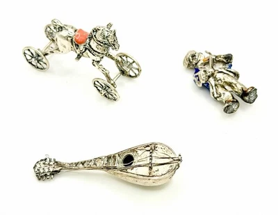 Винтажные итальянские миниатюрные фигурки из чистого серебра и серебра 800 ручной работы коллекционные - Изображение 1 из 2