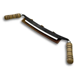 Hand-Forged Large Draw Knife – 10" Carbon Blade, Ash Handles, Carpentry Tool. - Picture 1 of 12