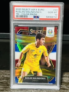 Ruslan Malinovskyi RC 2020 Select UEFA Euro Tri Color Prizm Ucrania PSA 10 - Imagen 1 de 2