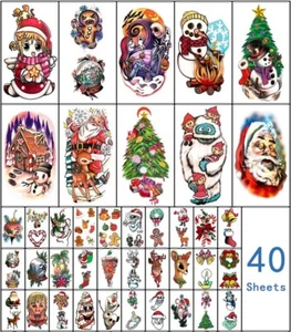 🎄 40x Blatt Weihnachten Temporäre Tattoos | Für Kinder, Erwachsene, Partys | 🎄 - Bild 1 von 5