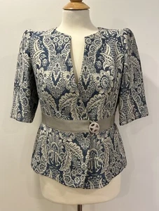 Armani Collezioni Blazer Jacquard Floreale Blu e Avorio Made in Italy | Taglia:4 - Foto 1 di 8
