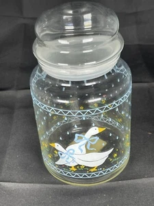 Geese Duck Anchor Hocking Glass Storage Canister Jar vintage country farm small - Picture 1 of 12