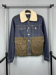 Dsquared2 Mens Fur Collar Denim Jeans Jacket Size S - Picture 1 of 10