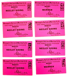 Lote de 8 boletos de colección Minneapolis Red Lake Manitoba Nebish Redby Werner Neeley - Imagen 1 de 3