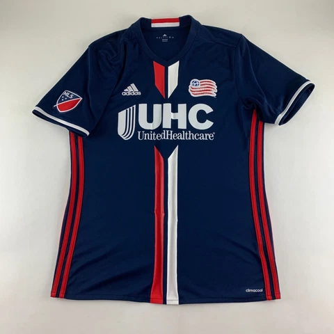 Femi New England Revolution MLS Navy Blue Red Adidas Soccer Jersey Mens Large Cover