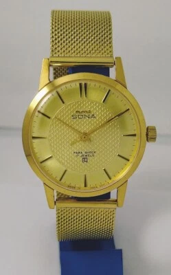 HMT Sona Golden Dial GP Mechanical Men's Watch 17J. Collectible Watches*FedEx - Image 1 of 4