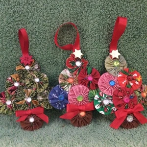 SET OF 3 Handmade CHRISTMAS TREE ORNAMENTS - Picture 1 of 1