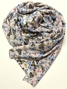 Bufanda de seda 100% morera - Crepe de China mariposas malva ligera - 50x200 cm - Imagen 1 de 7