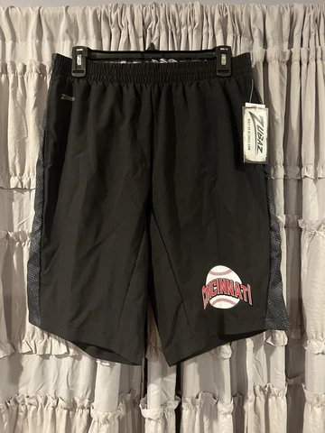 Zubaz MLB Baseball Men's Cincinnati Reds Solid Stripe Short Size Youth XL Cover