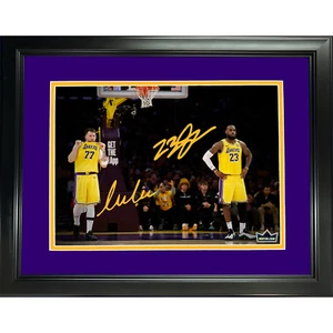 Framed Luka Doncic & LeBron James Lakers Dual Facsimile Auto 11"x14" Photo - Picture 1 of 1