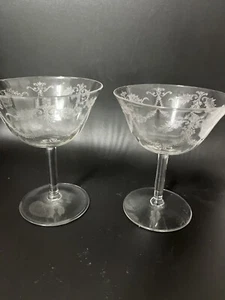 Set of 2 VTG 1920's Crystal Champagne / Tall Sherbet "Victory" pattern Fostoria - Picture 1 of 5