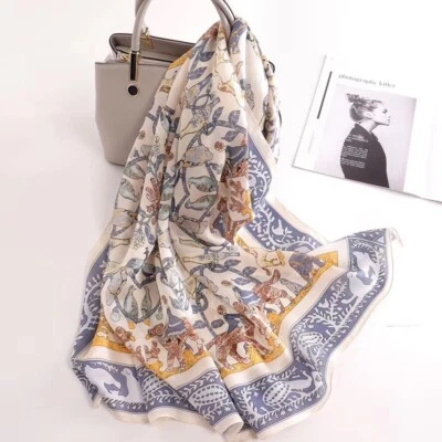 Bufanda larga grande 100 % pura seda morera para mujer chal estampado animal estilo 69"*26" Foto 1 de 4