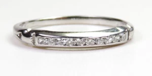 Antique 1920's Diamond Wedding Band 17K White Gold Ring Size 6 UK-L1/2 Art Deco - Picture 1 of 18
