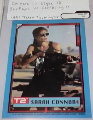 1991 Topps Grade 10 Card Sticker #3 Terminator T2 Movie Sarah Connor L. Hamilton - Image 1 of 4