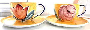 Bellini Piu Italy Soup Bowl Saucer Ceramic Hand Painted Made In Italy Set of 2 - Picture 1 of 12