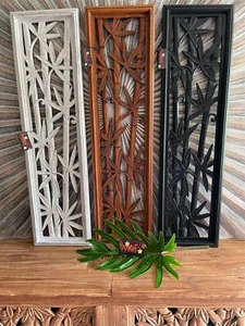 NEW Balinese Hand Carved Tropical/Bamboo Wall Panel 80x20cm - Picture 1 of 8