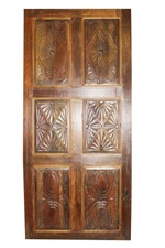 Antique Green Door, Floral Carved Door, Interior Door, Farmhouse Barn Door