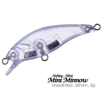 20PCS 5CM 3G Sinking Silent Minnow Unpainted Artificial Bait Blank Fishing Lure - Image 1 of 4