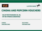 6 x VUE CINEMA TICKETS AND HALF-PRICE POPCORN EXP 28/05/25 CLUB LLOYDS 2D 3D VIP