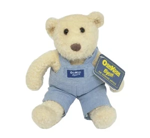 10" VINTAGE OSHKOSH B'GOSH CREME TEDDY BEAR OVERALLS STUFFED ANIMAL PLUSH TOY - Picture 1 of 6