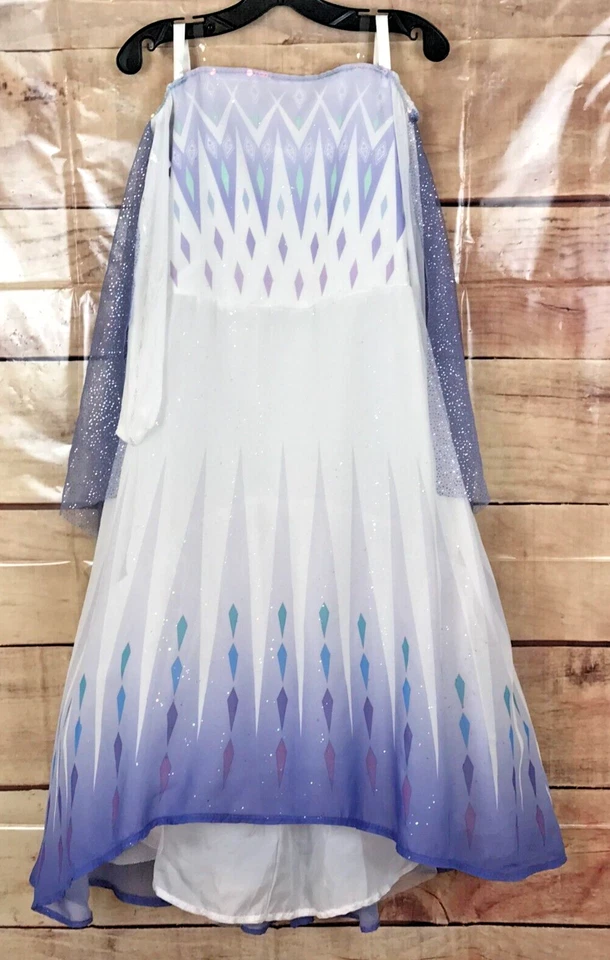 Disney Frozen II Niñas 4-6X Blanco Largo Vestido de Fiesta Alto-Bajo Dobladillo Burbuja Capa Azul Foto 1 de 4